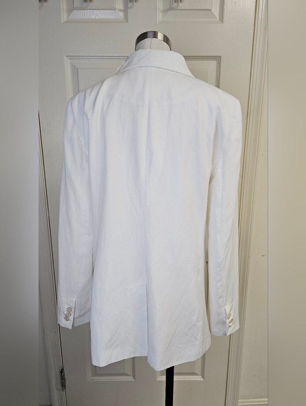 LOFT Double-Breasted Linen White Blazer Size 10 - Picture 7 of 11